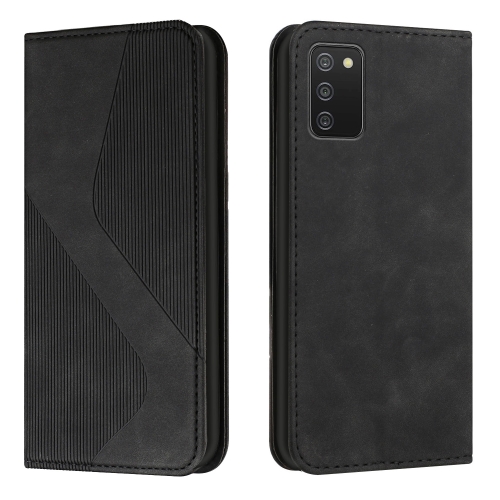 

For Samsung Galaxy A02s US Version Skin Feel Magnetic S-type Solid Color Horizontal Flip Leather Case with Holder & Card Slot & Wallet(Black)