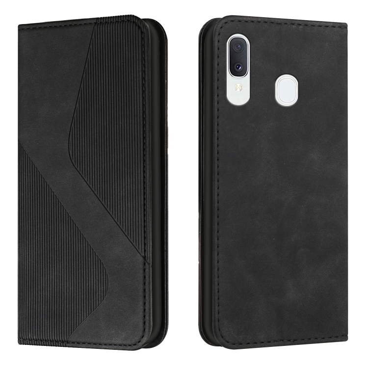 

For Samsung Galaxy A40 Skin Feel Magnetic S-type Solid Color Horizontal Flip Leather Case with Holder & Card Slot & Wallet(Black)