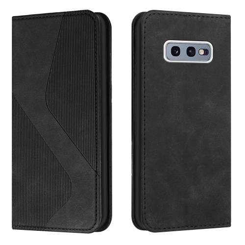 

For Samsung Galaxy S10e Skin Feel Magnetic S-type Solid Color Horizontal Flip Leather Case with Holder & Card Slot & Wallet(Black)