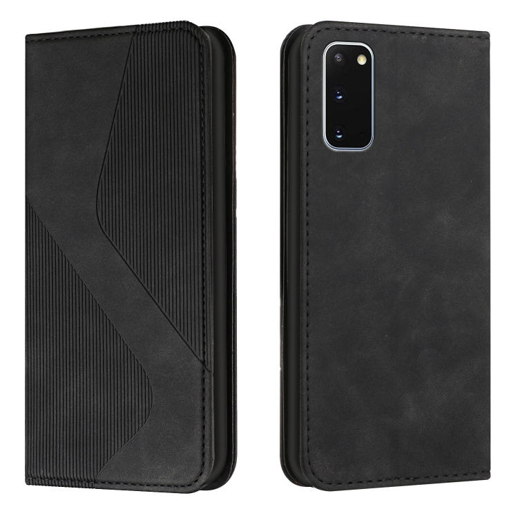 

For Samsung Galaxy S20 Skin Feel Magnetic S-type Solid Color Horizontal Flip Leather Case with Holder & Card Slot & Wallet(Black)