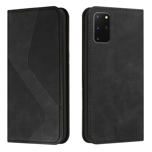 

For Samsung Galaxy S20+ Skin Feel Magnetic S-type Solid Color Horizontal Flip Leather Case with Holder & Card Slot & Wallet(Black)