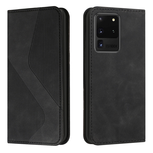 

For Samsung Galaxy S20 Ultra Skin Feel Magnetic S-type Solid Color Horizontal Flip Leather Case with Holder & Card Slot & Wallet(Black)