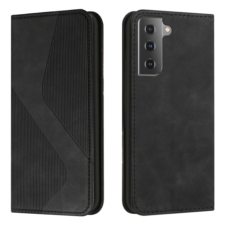 

For Samsung Galaxy S21+ 5G Skin Feel Magnetic S-type Solid Color Horizontal Flip Leather Case with Holder & Card Slot & Wallet(Black)