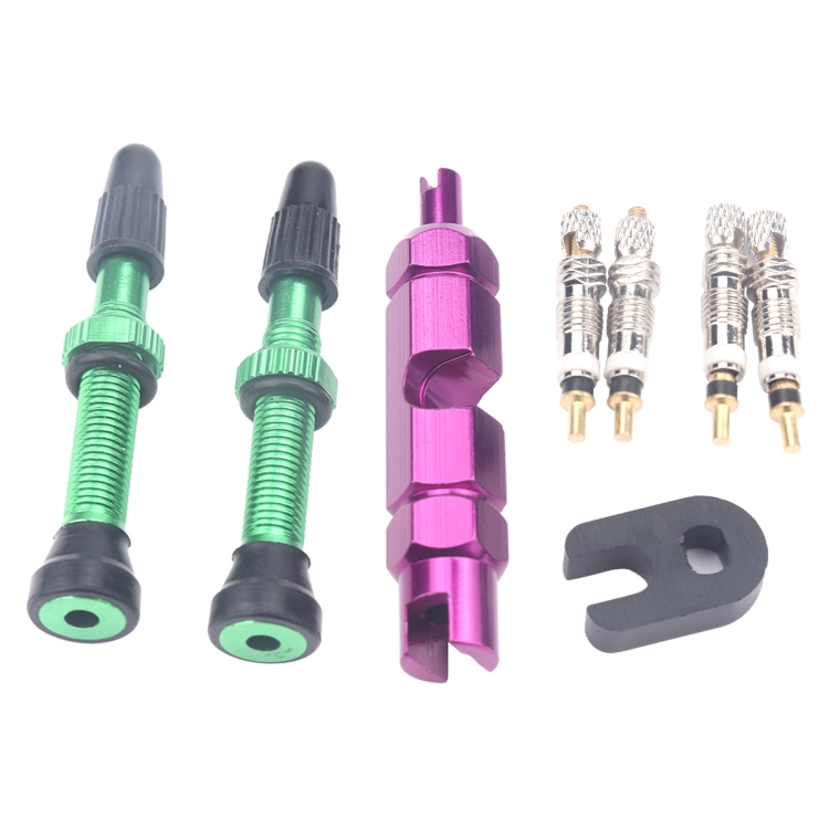 

A5599 2 PCS 40mm Green French Tubeless Valve Stem with Repair Kit for Road Bike