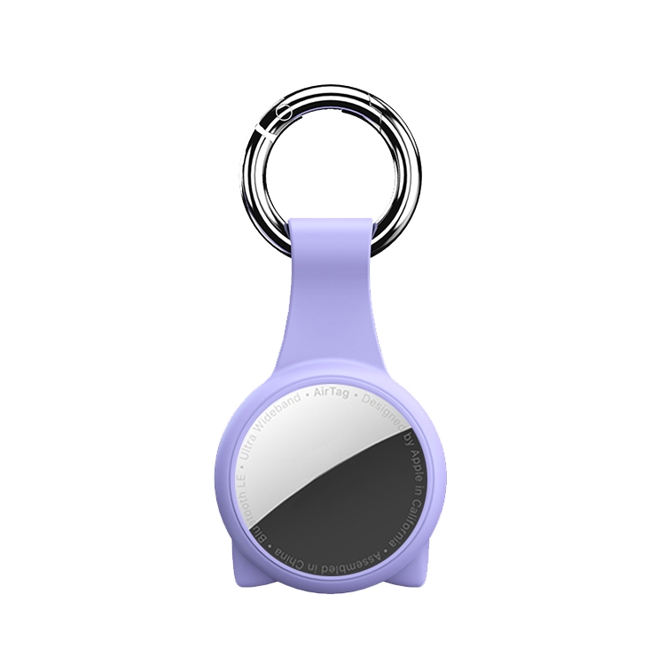 

Cat Ear Anti-scratch Shockproof Silicone Protective Cover Case with Keychain Hook Loop For AirTag(Purple)