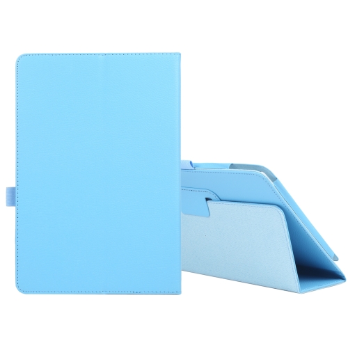 

For Amazon Fire HD 10 2021 Litchi Texture Solid Color Horizontal Flip Leather Case with Holder & Pen Slot(Sky Blue)