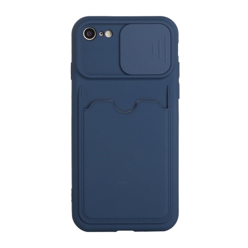 

Sliding Camera Cover Design TPU Protective Case with Card Slot For iPhone 6s / 6(Dark Blue)