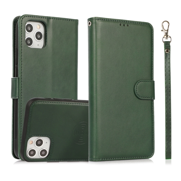 

Calf Texture 2 in 1 Detachable Magnetic Back Cover Horizontal Flip Leather Case with Holder & Card Slots & Wallet & Photo Frame For iPhone 11 Pro Max (Green)