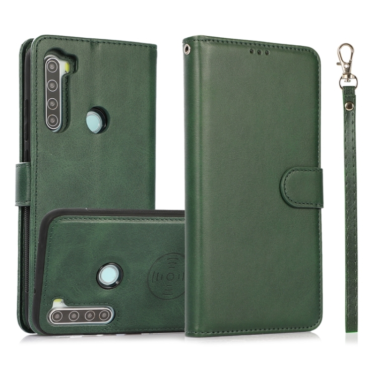 

For Xiaomi Redmi Note 8 Calf Texture 2 in 1 Detachable Magnetic Back Cover Horizontal Flip Leather Case with Holder & Card Slots & Wallet & Photo Frame (Green)