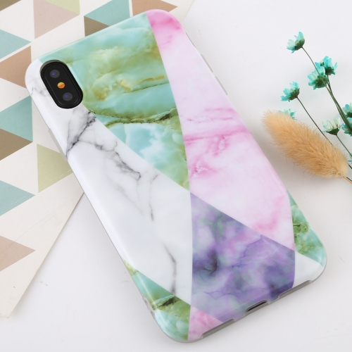 

For iPhone X / XS Marble Pattern TPU Protecitve Case(Purple Texture)