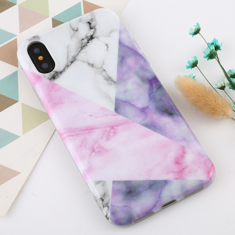 

For iPhone XS Max Marble Pattern TPU Protecitve Case(Pink Texture)