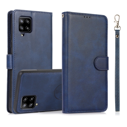 

For Samsung Galaxy A42 5G Calf Texture 2 in 1 Detachable Magnetic Back Cover Horizontal Flip Leather Case with Holder & Card Slots & Wallet & Photo Frame(Blue)