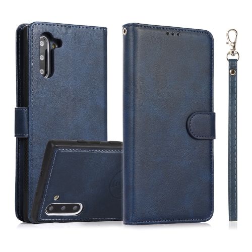 

For Samsung Galaxy Note10 Calf Texture 2 in 1 Detachable Magnetic Back Cover Horizontal Flip Leather Case with Holder & Card Slots & Wallet & Photo Frame(Blue)