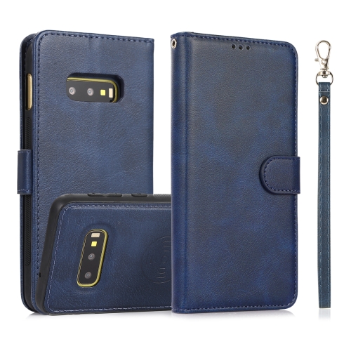 

For Samsung Galaxy S10e Calf Texture 2 in 1 Detachable Magnetic Back Cover Horizontal Flip Leather Case with Holder & Card Slots & Wallet & Photo Frame(Blue)
