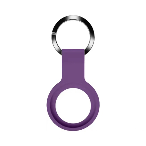 

Mutural Liquid Silicone Protective Case with Key Ring for AirTag(Dark Purple)