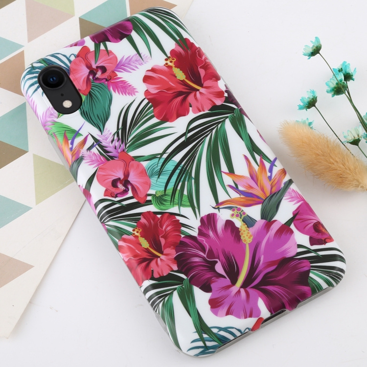 

For iPhone XR Flower Pattern TPU Protecitve Case(Big Red Flower)