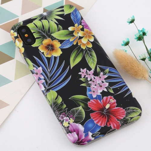 

For iPhone XS Max Flower Pattern TPU Protecitve Case(Black Background Flower)