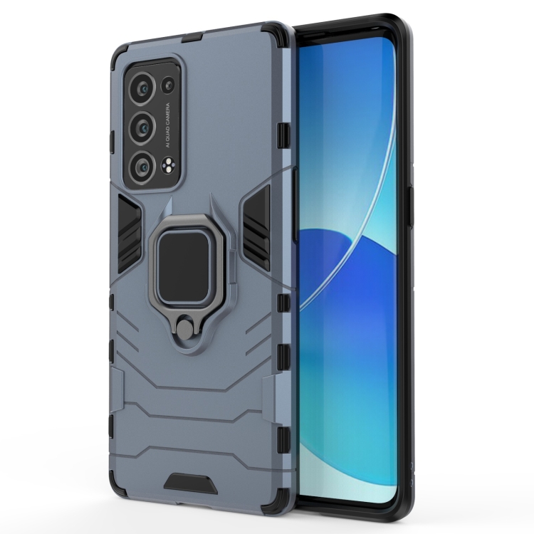 

For OPPO Reno6 Pro+ 5G Shockproof PC + TPU Protective Case with Magnetic Ring Holder(Navy Blue)