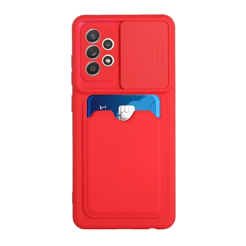 

For Samsung Galaxy A72 5G / 4G Sliding Camera Cover Design TPU Protective Case with Card Slot(Red)