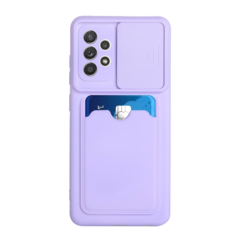 

For Samsung Galaxy A72 5G / 4G Sliding Camera Cover Design TPU Protective Case with Card Slot(Purple)