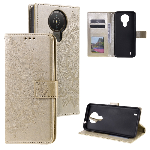 

For Nokia 1.4 Totem Flower Embossed Horizontal Flip TPU + PU Leather Case with Holder & Card Slots & Wallet(Gold)