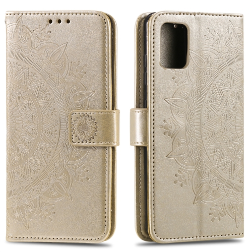 

For Samsung Galaxy A03s Totem Flower Embossed Horizontal Flip TPU + PU Leather Case with Holder & Card Slots & Wallet(Gold)