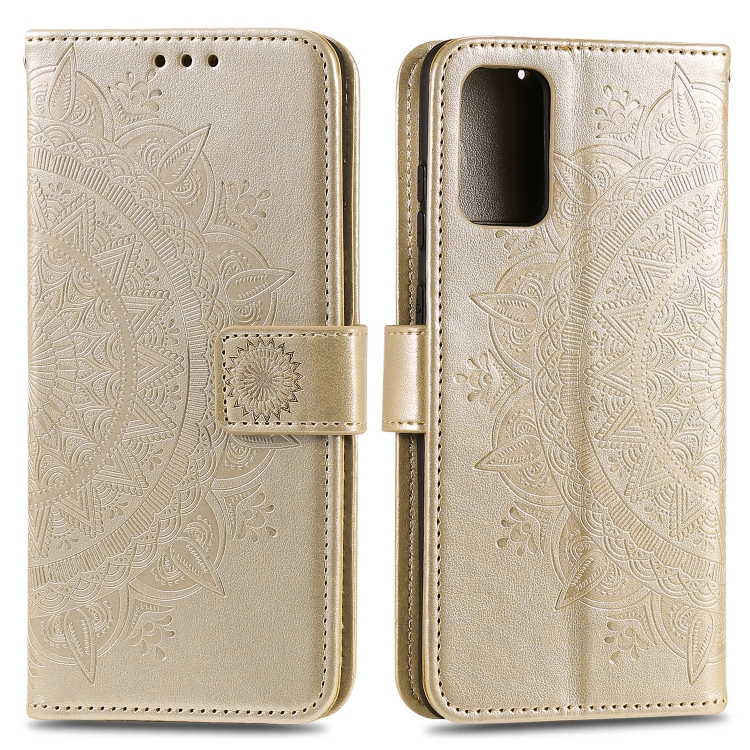 

For Samsung Galaxy A82 5G Totem Flower Embossed Horizontal Flip TPU + PU Leather Case with Holder & Card Slots & Wallet(Gold)