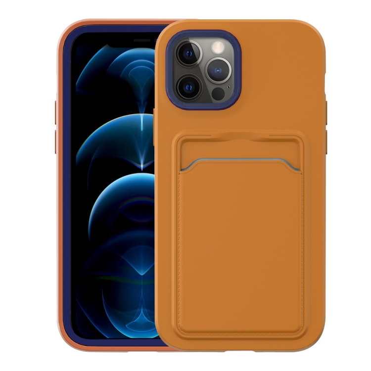 

Two-color TPU + PC Protective Case with Card Slot For iPhone 12 Pro Max(Orange+Blue Frame)