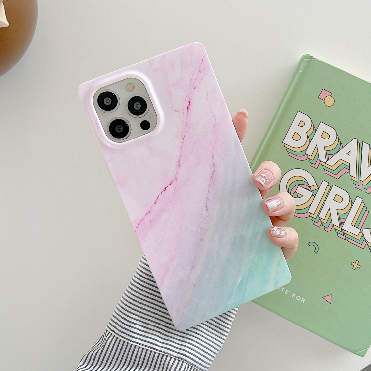 

Marble Pattern Soft TPU Straight-Edge Protective Case For iPhone 11(Pink Green)
