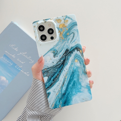 

Marble Pattern Soft TPU Straight-Edge Protective Case For iPhone 12 / 12 Pro(Gilding Blue)