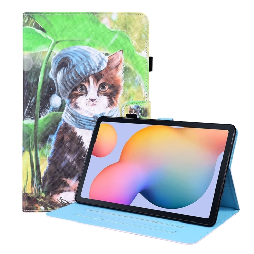 

For Samsung Galaxy Tab S6 Lite SM-P610 / SM-P615 Animal Pattern Horizontal Flip Leather Case with Holder & Card Slots & Photo Frame & Sleep / Wake-up Function(Bib Kitten)