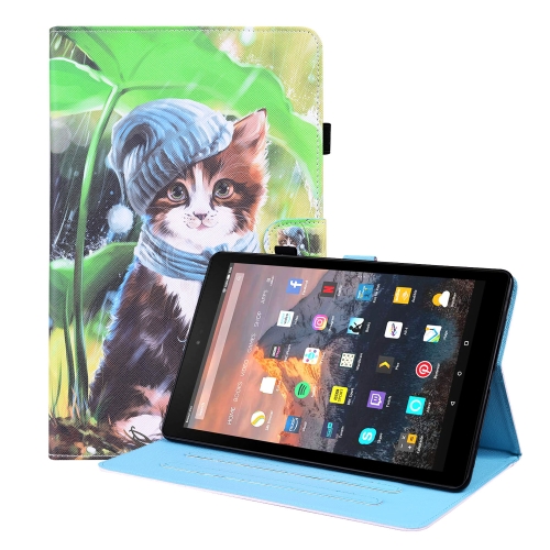 

For Amazon Fire HD 8 2015 / 2016 / 2017 / 2018 Animal Pattern Horizontal Flip Leather Case with Holder & Card Slots & Photo Frame & Sleep / Wake-up Function(Bib Kitten)