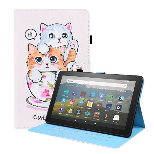 

For Amazon Fire HD 8 2020 10th Gen Animal Pattern Horizontal Flip Leather Case with Holder & Card Slots & Photo Frame & Sleep / Wake-up Function(Cat Brothers)