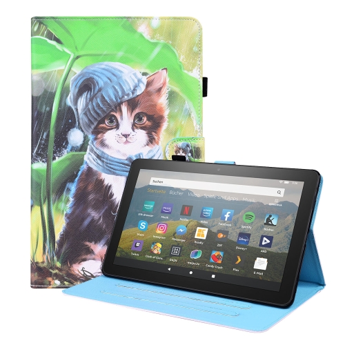 

For Amazon Fire HD 8 2020 10th Gen Animal Pattern Horizontal Flip Leather Case with Holder & Card Slots & Photo Frame & Sleep / Wake-up Function(Bib Kitten)