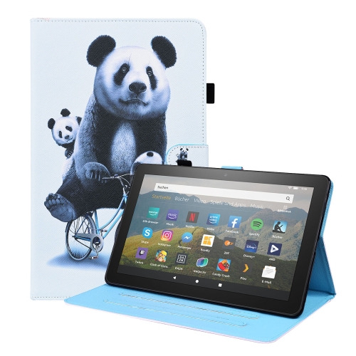 

For Amazon Fire HD 8 2020 10th Gen Animal Pattern Horizontal Flip Leather Case with Holder & Card Slots & Photo Frame & Sleep / Wake-up Function(Cycling Panda)