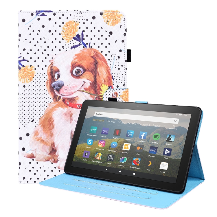 

For Amazon Fire HD 10 2021 Animal Pattern Horizontal Flip Leather Case with Holder & Card Slots & Photo Frame & Sleep / Wake-up Function(Little Flower dog)