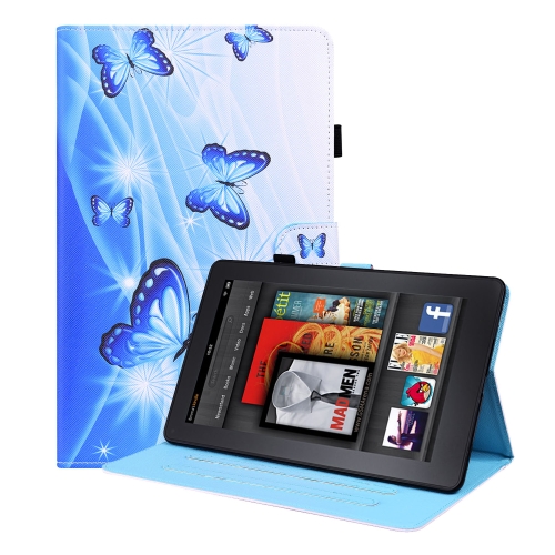 

For Amazon Kindle Paperwhite 4 / 3 / 2 / 1 Animal Pattern Horizontal Flip Leather Case with Holder & Card Slots & Photo Frame & Sleep / Wake-up Function(Blue Butterfly)