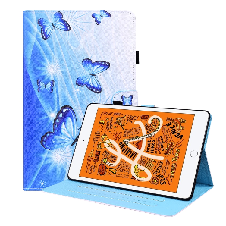 

Animal Pattern Horizontal Flip Leather Case with Holder & Card Slots & Photo Frame & Sleep / Wake-up Function For iPad Mini 5 / 4 / 3 / 2 / 1(Blue Butterfly)