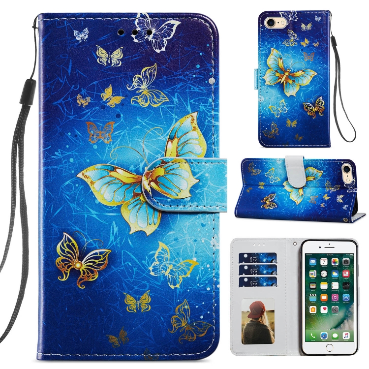 

Painted Pattern Horizontal Flip Leather Case with Holder & Card Slots & Photo Frame For iPhone SE 2020 & 8 & 7(Phnom Penh Butterfly)