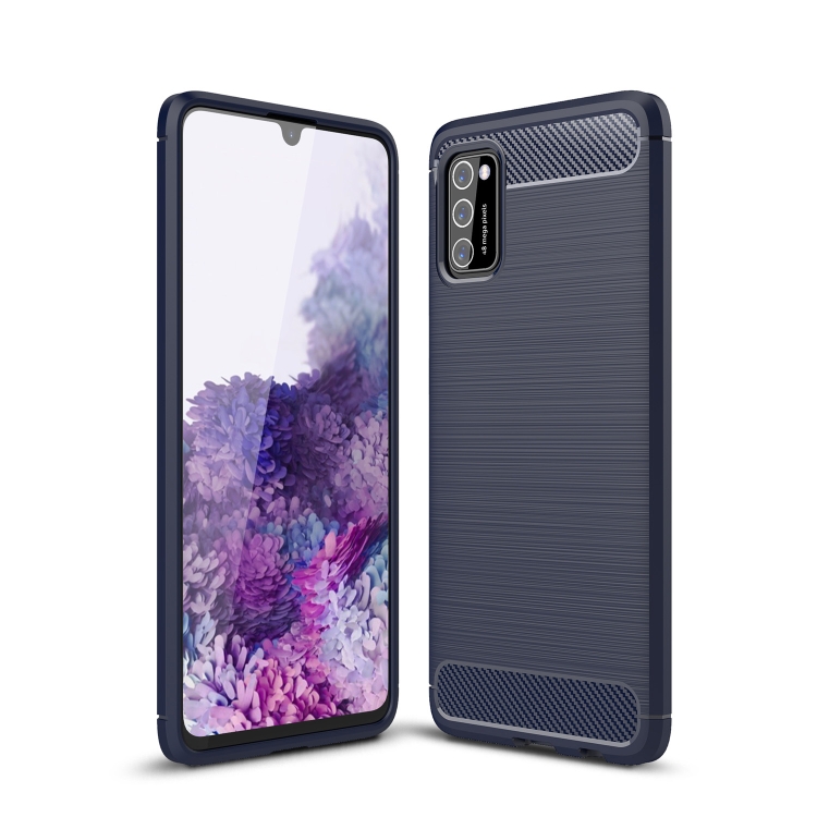 

For Samsung Galaxy A02s US Version Brushed Texture Carbon Fiber TPU Case(Blue)