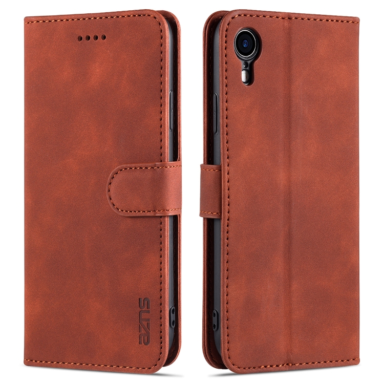 

AZNS Skin Feel Calf Texture Horizontal Flip Leather Case with Card Slots & Holder & Wallet For iPhone XR(Brown)