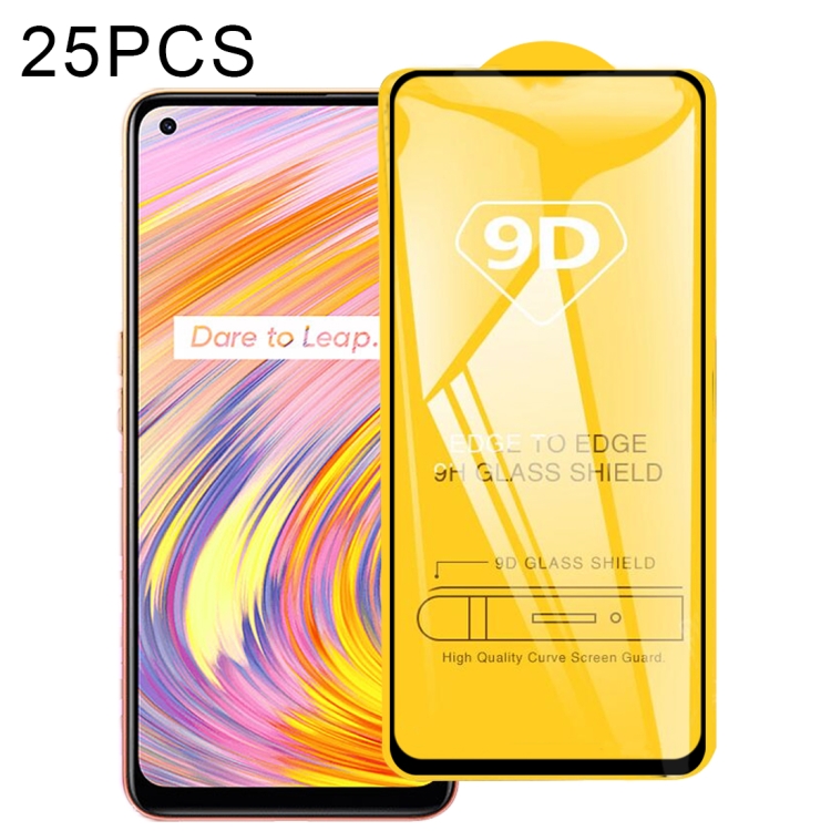 

For OPPO Realme V15 5G 25 PCS 9D Full Glue Full Screen Tempered Glass Film