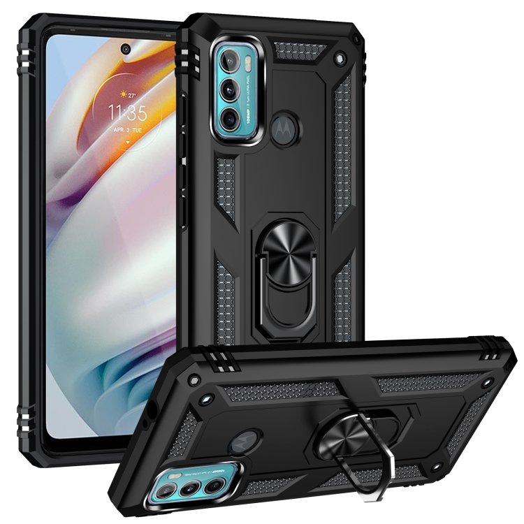 

For Motorola Moto G60 / G40 Fusion Shockproof TPU + PC Protective Case with 360 Degree Rotating Holder(Black)