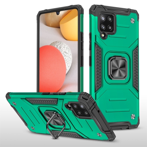 

For Samsung Galaxy A42 5G Magnetic Armor Shockproof TPU + PC Case with Metal Ring Holder(Dark Green)