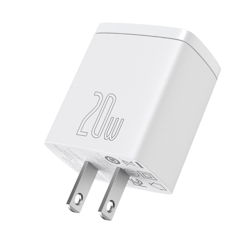 

Baseus CCXJ-A02 20W USB + USB-C / Type-C Ports Compact Quick Charger, US Plug(White)