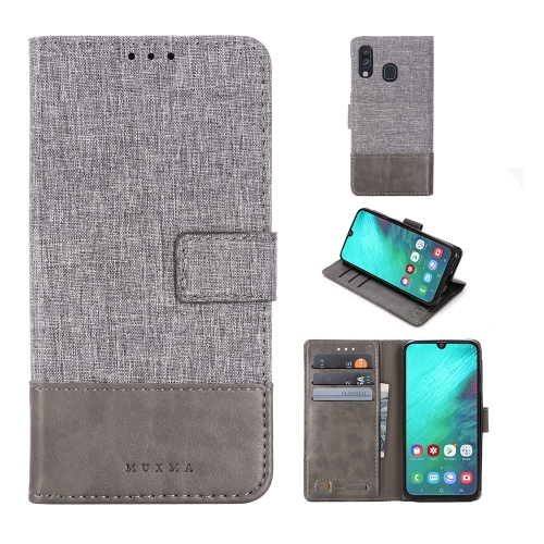 

For Galaxy A40 MUXMA MX102 Horizontal Flip Canvas Leather Case with Stand & Card Slot & Wallet Function(Grey)