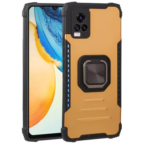 

For vivo V20 Fierce Warrior Series Armor All-inclusive Shockproof Aluminum Alloy + TPU Protective Case with Ring Holder(Gold)