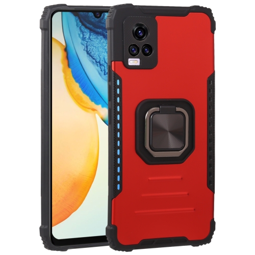 

For vivo V20 Fierce Warrior Series Armor All-inclusive Shockproof Aluminum Alloy + TPU Protective Case with Ring Holder(Red)