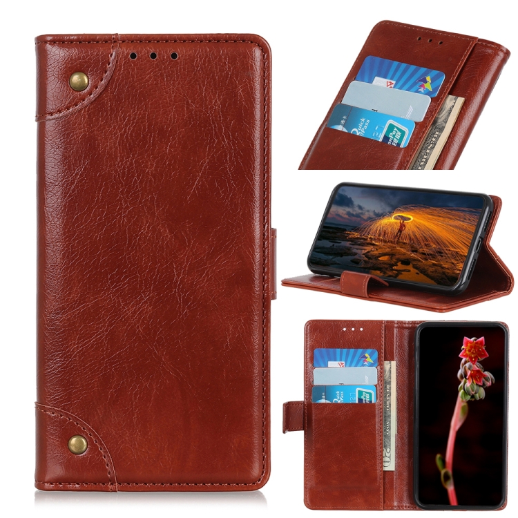 

For OPPO Reno6 Pro 5G Copper Buckle Nappa Texture Horizontal Flip Leather Case with Holder & Card Slots & Wallet(Brown)