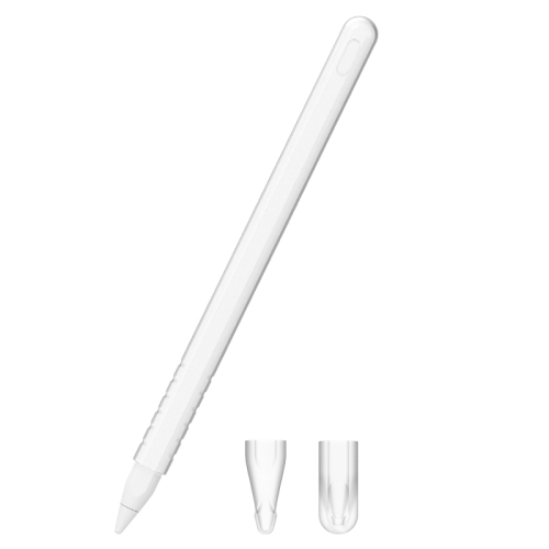 

3 in 1 Pure Color Silicone Stylus Pen Protective Case Set for Apple Pencil 2(Transparent)